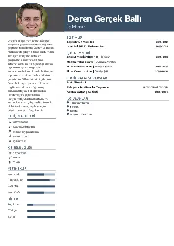 İç Mimar Cv Örnekleri cv indir